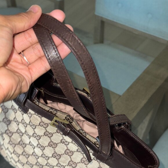Gucci GG CANVAS Vintage Buckle Tote Brown Small - Picture 7 of 15